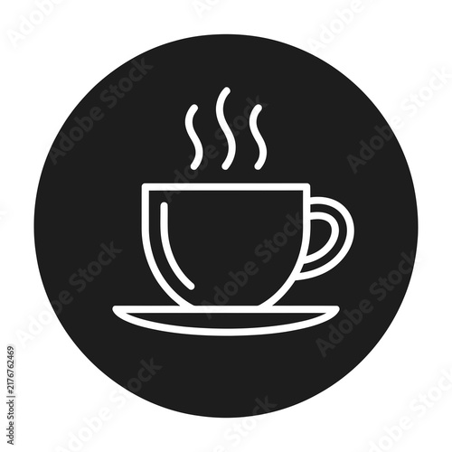 Steaming hot cup of coffee on saucer icon