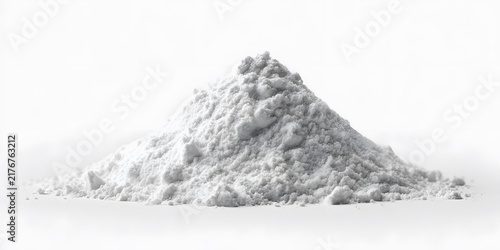 Pile of fine white powder isolated on a plain  background