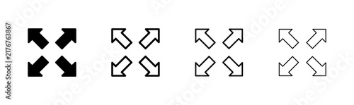Fullscreen Icon logo design. Expand to full screen sign and symbol. Arrows symbol