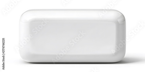White bar of soap isolated on a clean white background