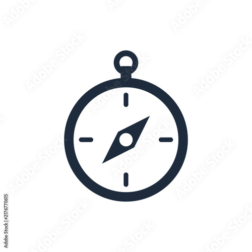 Simple black navigation compass icon for web design travel orientation guidance and exploration projects