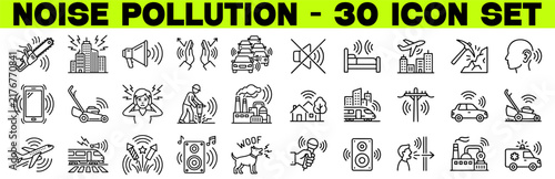 Foto Noise Pollution Icon Set – Editable Stroke Vector Line Icons for Sound, Disturba