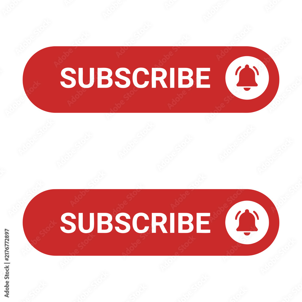 Fototapeta premium Subscribe buttons with bell icon on white background