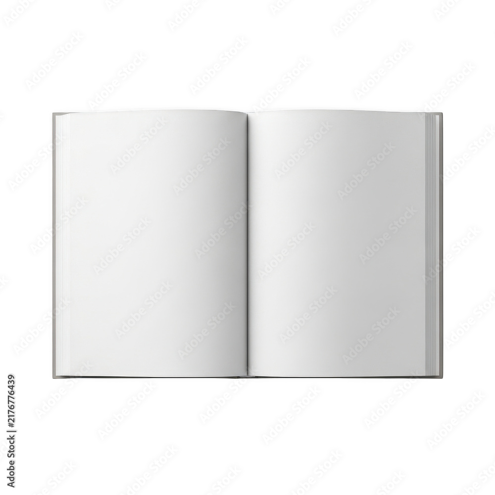Fototapeta premium Open blank notebook with white pages isolated on a transparent background