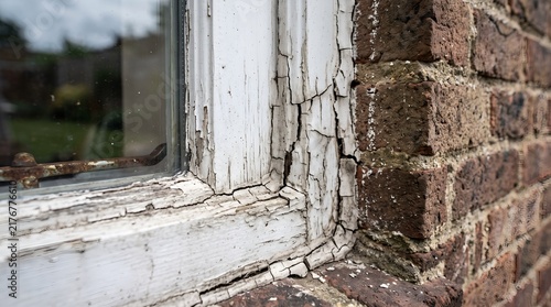 Photorealistic microstock photo of cracked caulking around a
