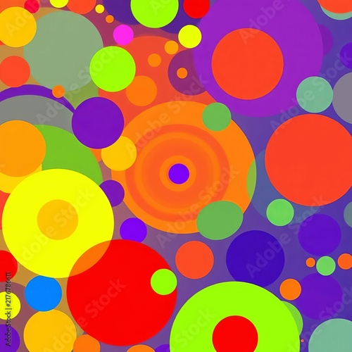 Vibrant swirls of colorful circles create a whimsical design, bright, sweet