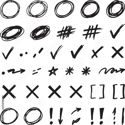 Canvas Print Collection of hand drawn graphic design elements and symbols