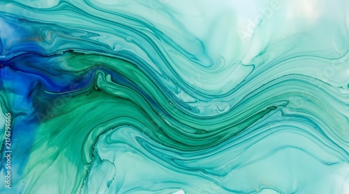 Abstract blue green swirling paint texture art