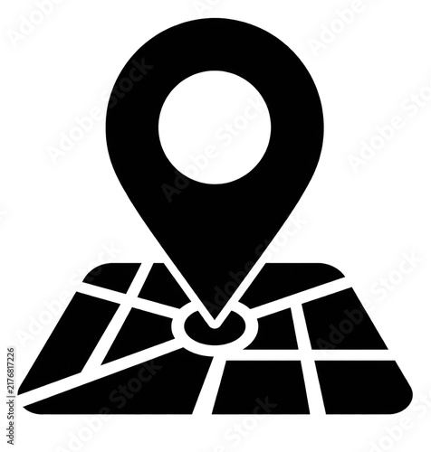 Black GPS Location Pin and Map Navigation Icon Isolated on White