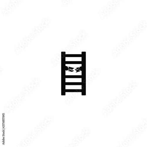 Obraz na płótnie A minimalist black icon of a ladder featuring a snapped middle rung symbolizing