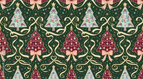 Seamless festive holiday Christmas elements pattern beautifully crafted