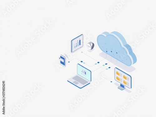 Modern cloud computing devices connected to internet network system