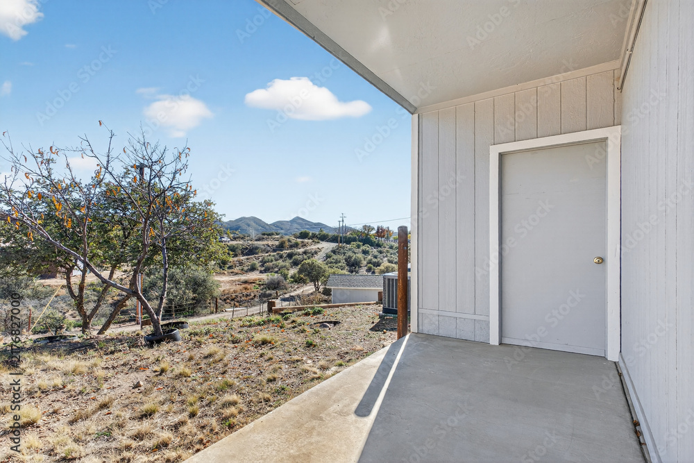 Naklejka premium Covered veranda along hillside