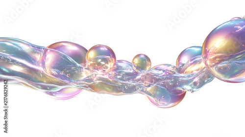 Iridescent bubbles floating in mid air