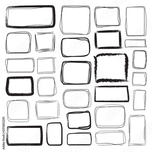 Hand Drawn Rectangle Shapes Collection Vector Illustration for Design Elements