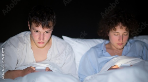 Zoomer and middle-aged woman do bedtime scrolling: no time and interest for other activity in bed