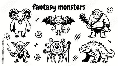 Fotografie fantasy monsters featuring horned creatures giant beasts winged demons trolls go