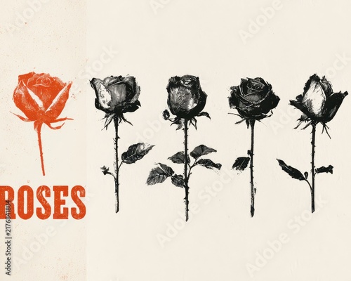 Vintage style illustration of roses