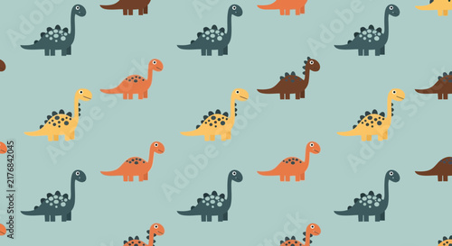Cute Dinosaur Pattern, Cartoon Animals, Children's Textile Background
