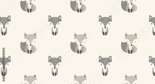 Cute Fox Seamless Pattern, Hand-Drawn Animal Illustration