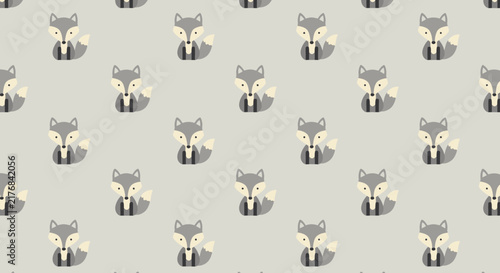Cute Fox Pattern, Isolated Cartoon Animal Illustration