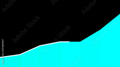 fluctuate of growth chart 4k animation with glow effect for financial data visualization on black background.