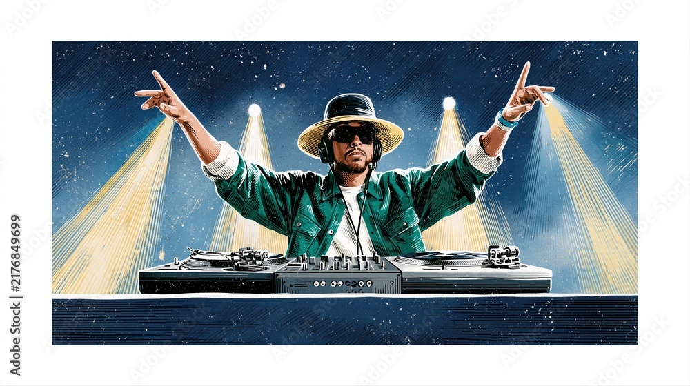 Naklejka premium DJ Controller Rave Party