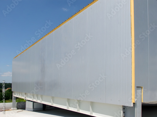 Modern warehouse construction with insulated sandwich panel walls and steel structure