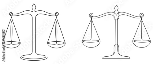Justice balance scale continuous line art vector drawing symbol legal judgment eps 10