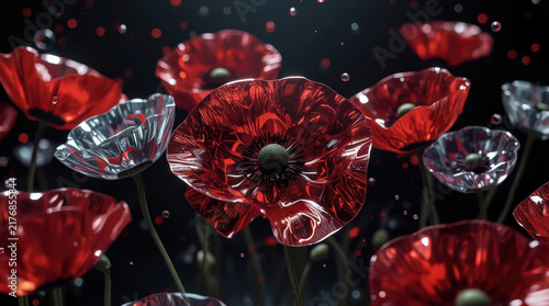 Red glass poppy flower fantasy