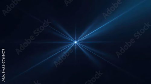 Futuristic blue light beam radiating through dark space creates dramatic digital background