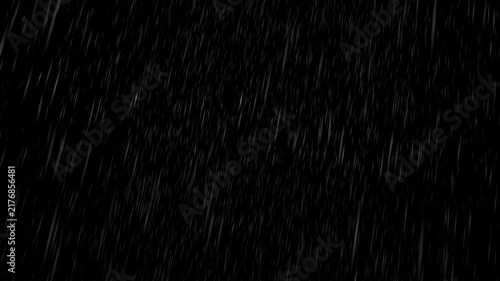 Heavy Rain Falling on Black Background Seamless Loop