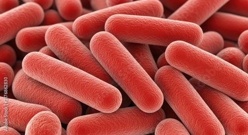 A close-up view of many red bacteria illustration