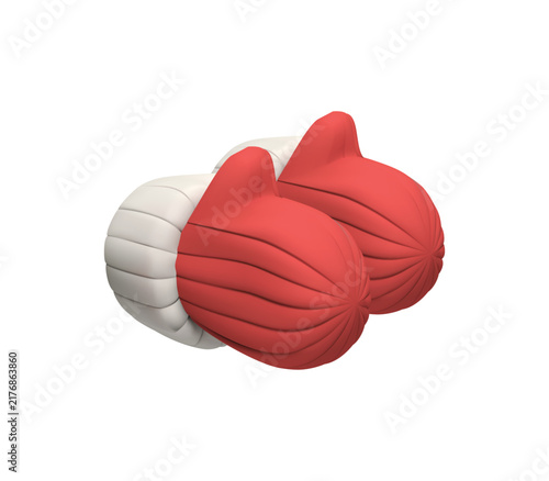 3D Winter Mittens Icon, Red Christmas Mittens Vector illustration