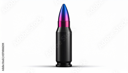 Colorful Bullet with Metallic Finish on White Background