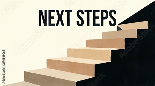 Plakat Staircase leading up with text next steps for progress
