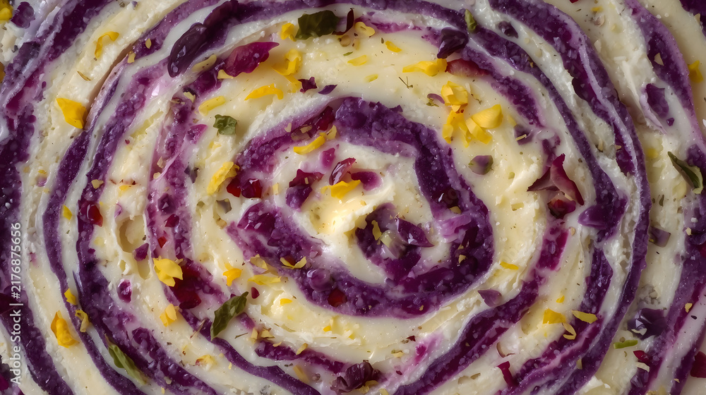 Fototapeta premium Butter frosting cake with floral swirl and lemon zest high-resolution photo