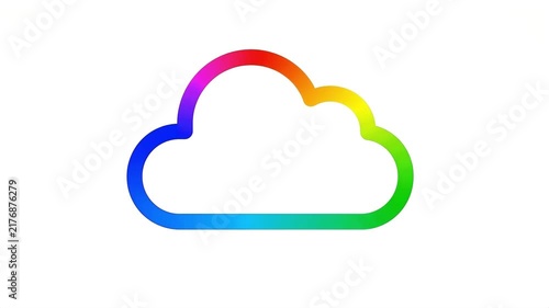 Cloud icon rainbow loading spinner line animation on white background