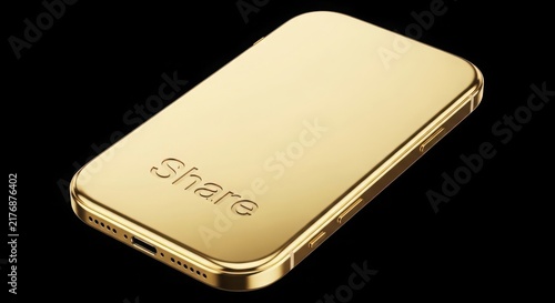 A gold bar with the word share engraved on it illustration