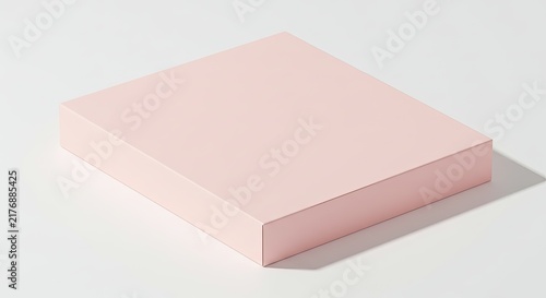 Soft pink rectangular foam block isolated on white background.