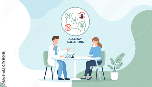 Consulting a clinical specialist to identify allergen sources and find the right medical allergy solutions in a clinic.