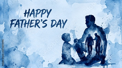 Fathers Day Watercolor Illustration Generations of Men