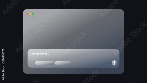 3D Liquid Glass Morphism Chat Interface Window With Search Bar And Send Button For Modern Web App UI UX