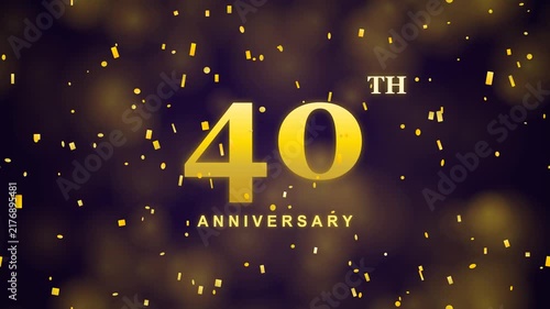 Happy 40th Anniversary Celebration with Glowing Stars in Winter Night Sky, Christmas Holiday Greeting Card and Festive Light Decoration Vector Illustration