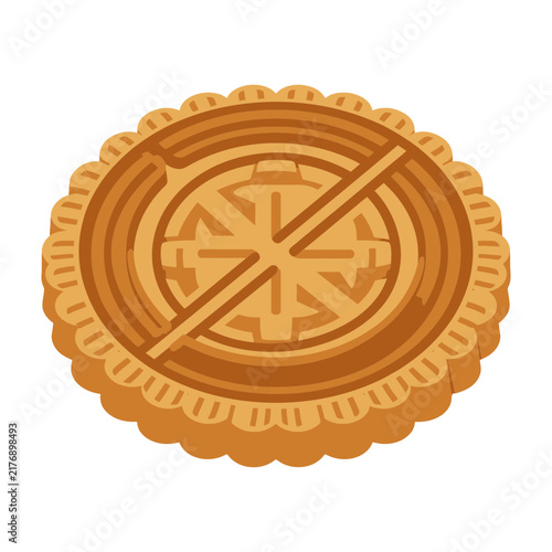 Bild auf Leinwand Golden mooncake with intricate design on surface