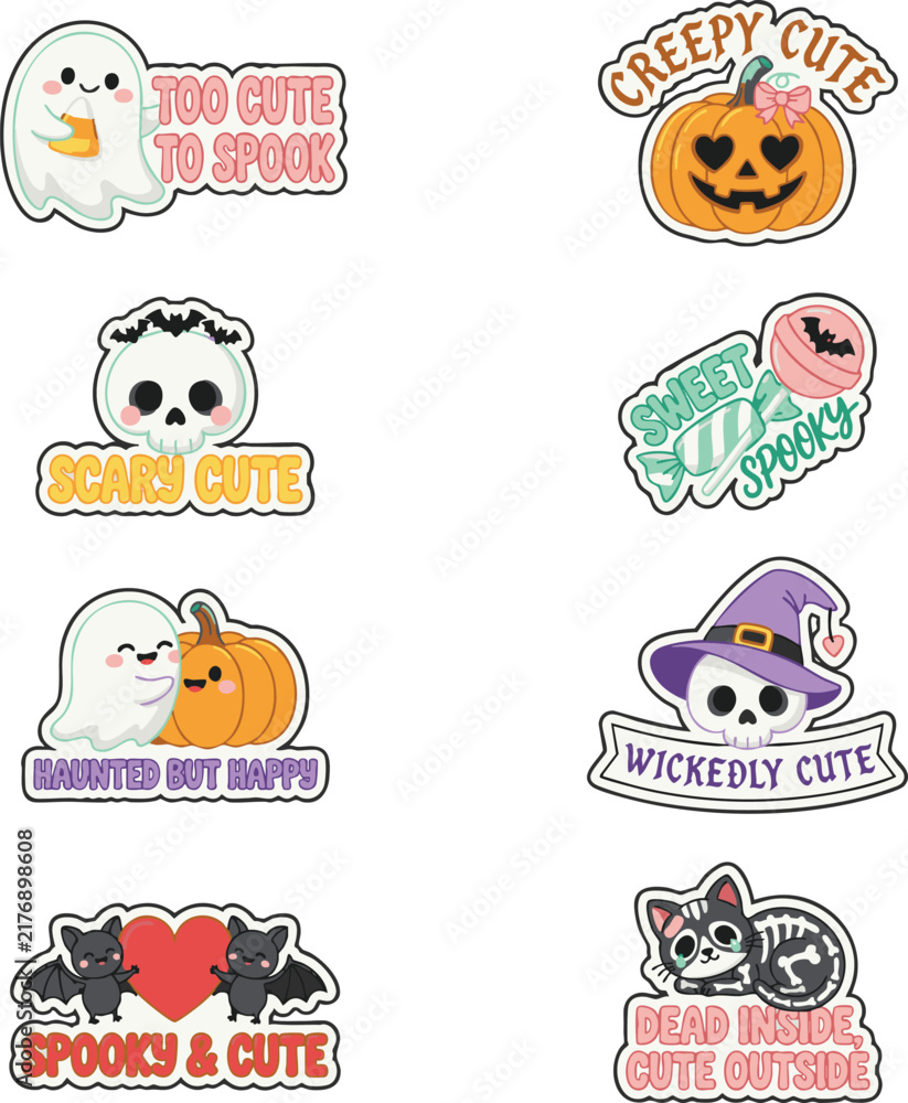 Fototapeta premium Halloween Bundle featuring cute and spooky pastel designs for friendly celebrations