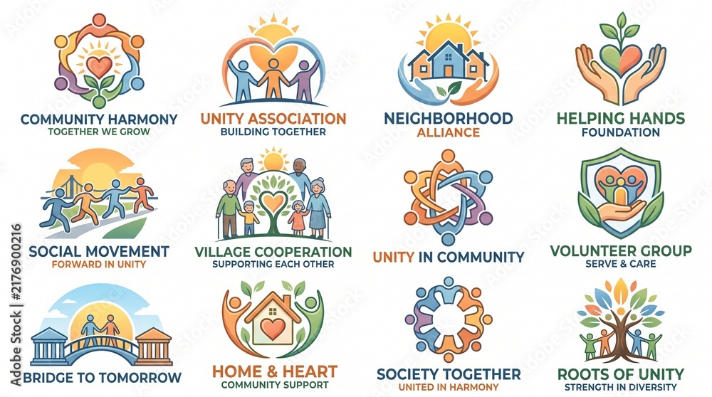 Fototapeta premium Community and Social Organization Logo — Unity & Cooperation