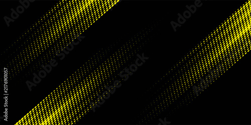 Halftone yellow dots pattern and black gradient grunge texture background. Dotted line comic sport style vector illustration.
