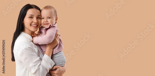 Konstfotografi Motherhood and family bonding, happy young mother holding her baby daughter with