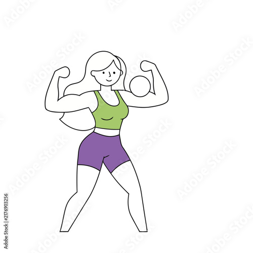 Woman flexing muscles